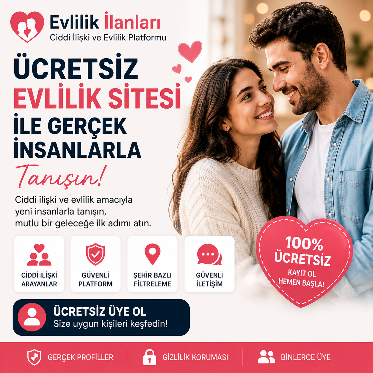 Ücretsiz Evlilik Sitesi ile Gerçek İnsanlarla Tanışın